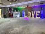 Disco with Dry Ice, LOVE Letters, Uplighting & Personalised Monogram Projection